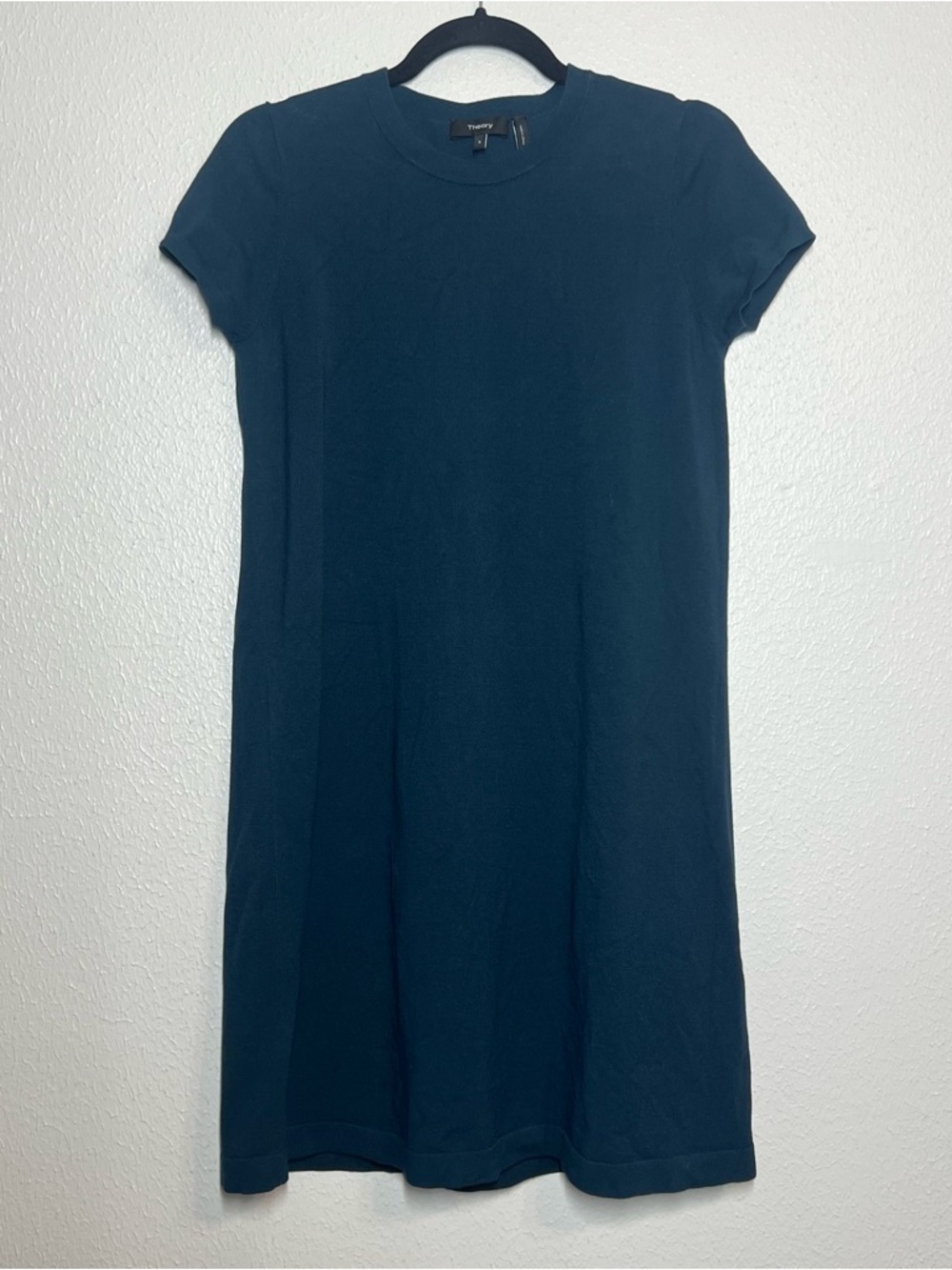 Theory Dress Size Small Blue Empire Dress Prosecco Cap Sleeve Knit Career